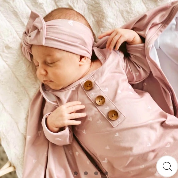 Caden Lane Knot Gown Tiny Hearts in Dusty Pink - Picture 1 of 6